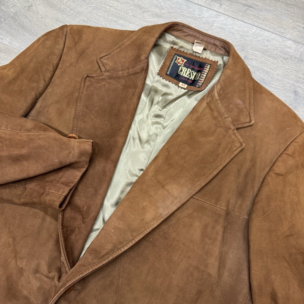 Vintage‎ Cresco Blazer Jacket Mens 44 FAIR Suede Leather Western Cowboy Rancher